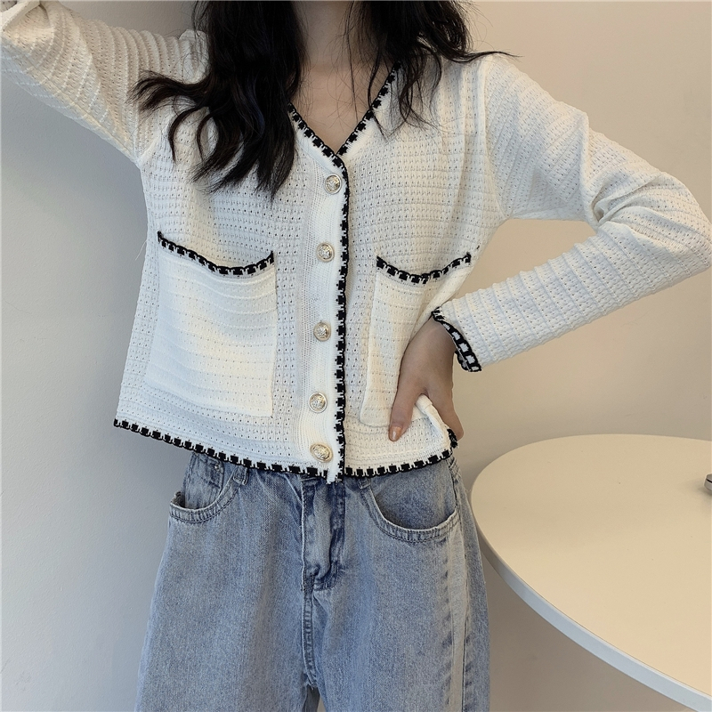 [COD]2 warna cardigan rajut atasan crop top kardigan rajut lengan panjang fashion korea style wanita