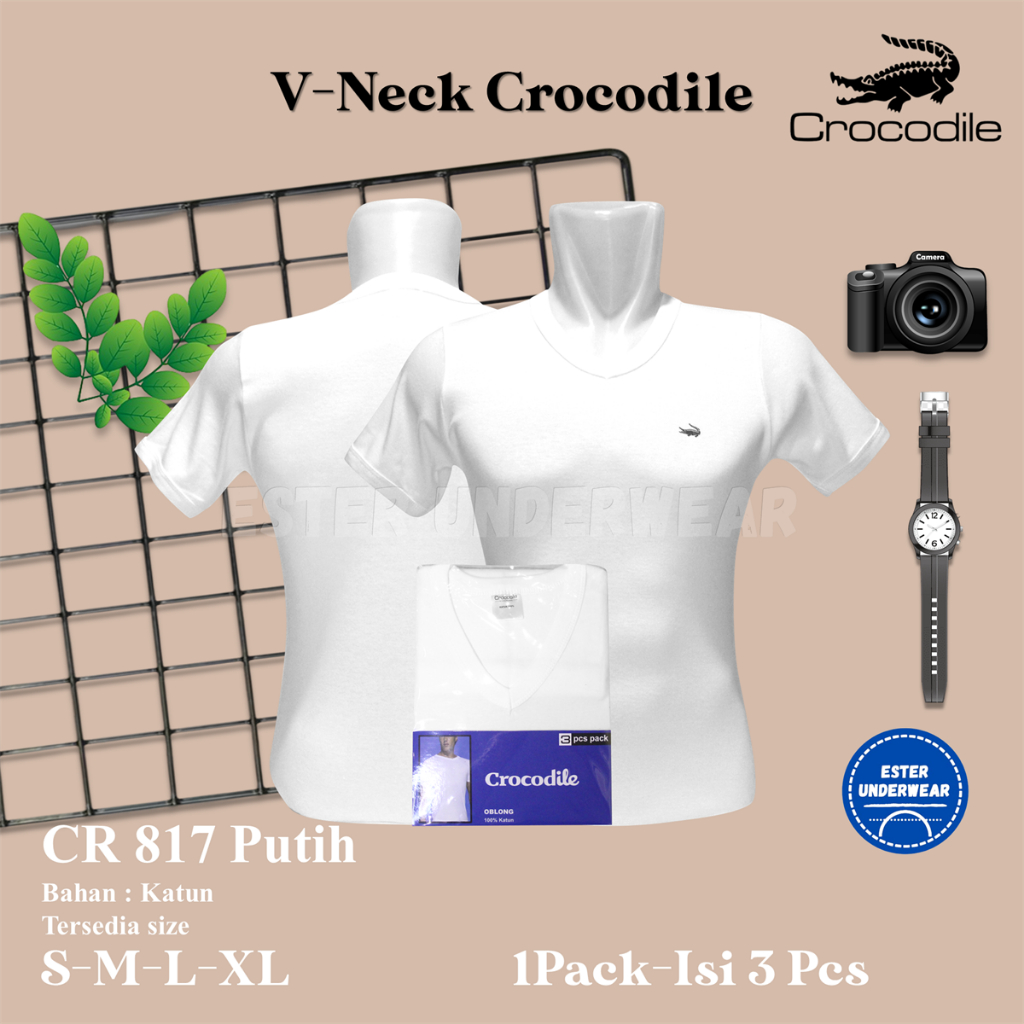 Kaos Oblong Pria Crocodile CR 817 Putih ISI-3 PCS