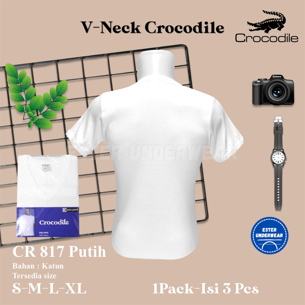 Kaos Oblong Pria Crocodile CR 817 Putih ISI-3 PCS