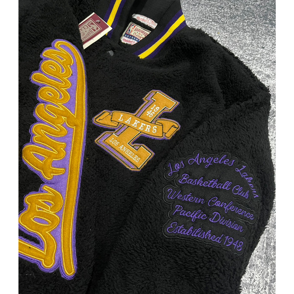 Jaket Baseball Varsity Jacket Windbreaker Bordir Tebal Adem NBA Sherpa jaket LA NY lakers Jaket Vars