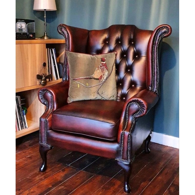 wing chair klasik kulit sintetis sofa single klasik kulit sintetis