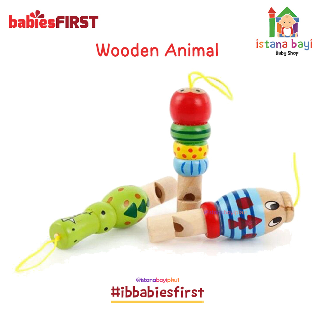 Mainan Edukasi - Baby First Wooden Animal Whistle - Mainan Wooden Animal