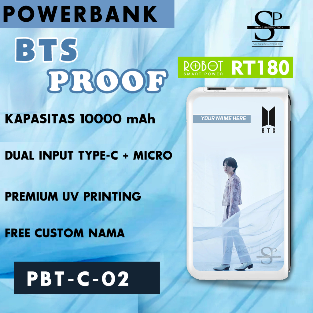 Powerbank Personil BTS Custom Nama Powerbank ROBOT RT180
