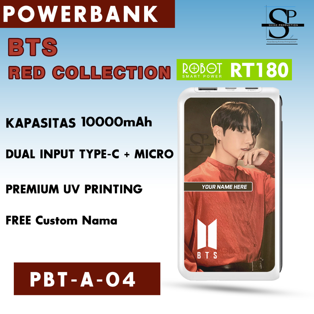 Powerbank Robot RT180 Powerbank BTS Personil Custom Nama