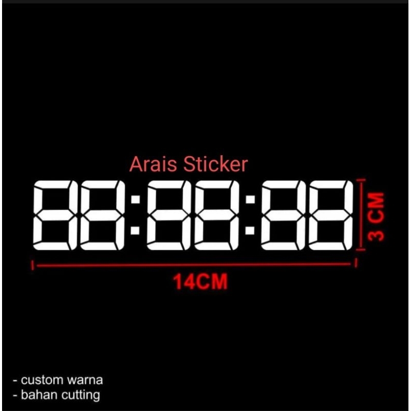 sticker angka digital, cutting sticker angka digital, sticker cutting  murah