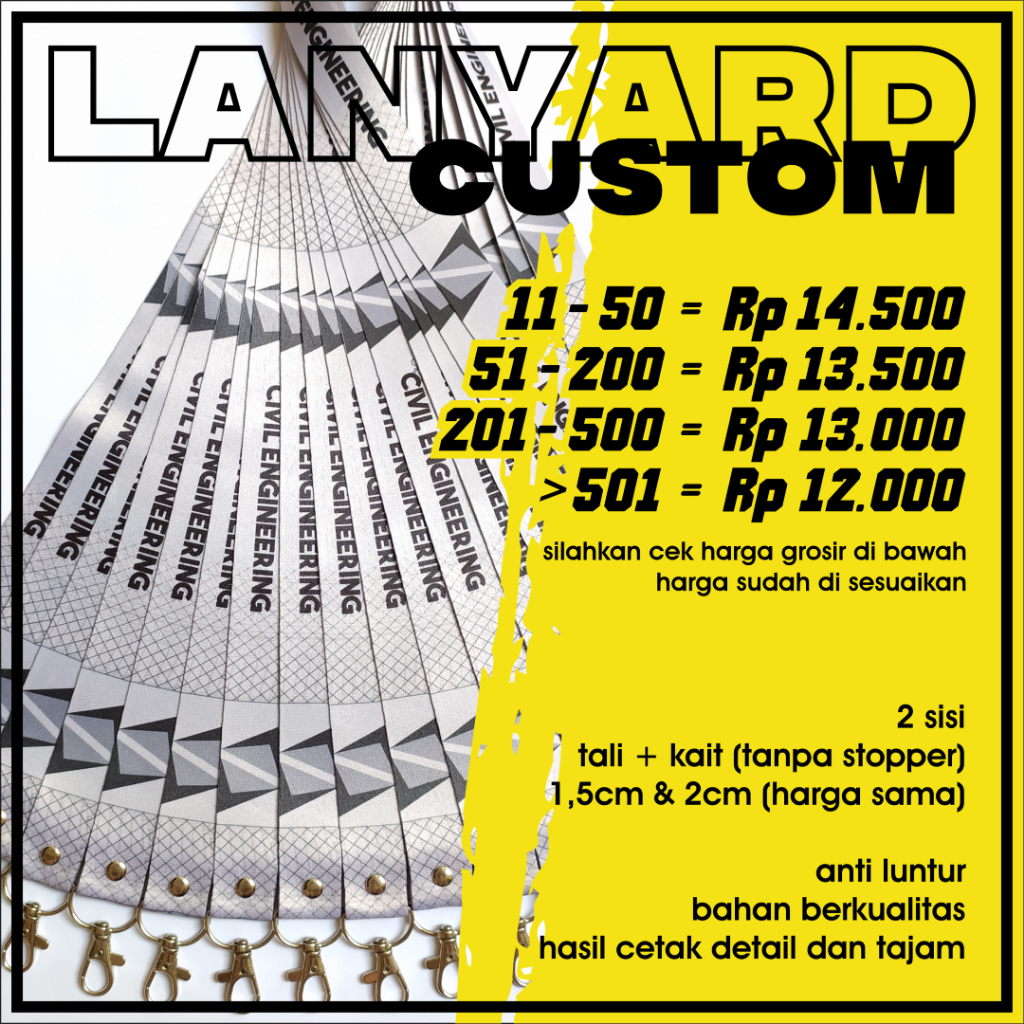 

CETAK LANYARD TALI ID CARD TANPA STOPPER LEBAR TALI 2,5CM