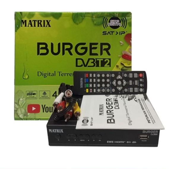 Set Top Box STB TV Digital DVBT2 Matrix Apple Burger Hijau DVB-T2 UHF