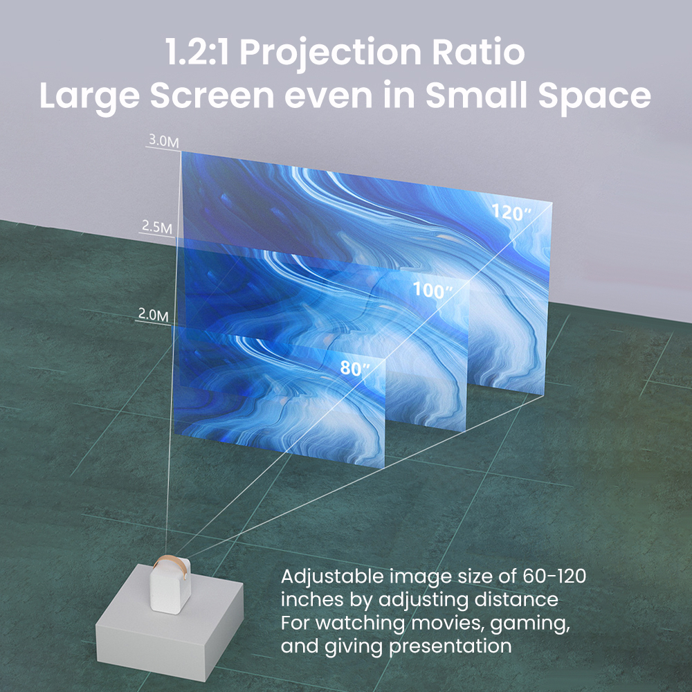 COD Proyektor Android 9.0 Portable Home Theater 4K HD Bluetooth WiFi Projector Smart LED Proyektor Telepon Untuk iOS Android 2G+16G Mirroring HP Proyektor