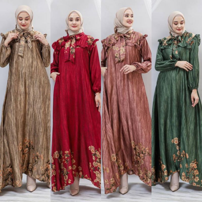 gamis wilona ulya dress ld 110 cm bahan sdior silk/ gamis silk/dress silk polos/silk kondangan