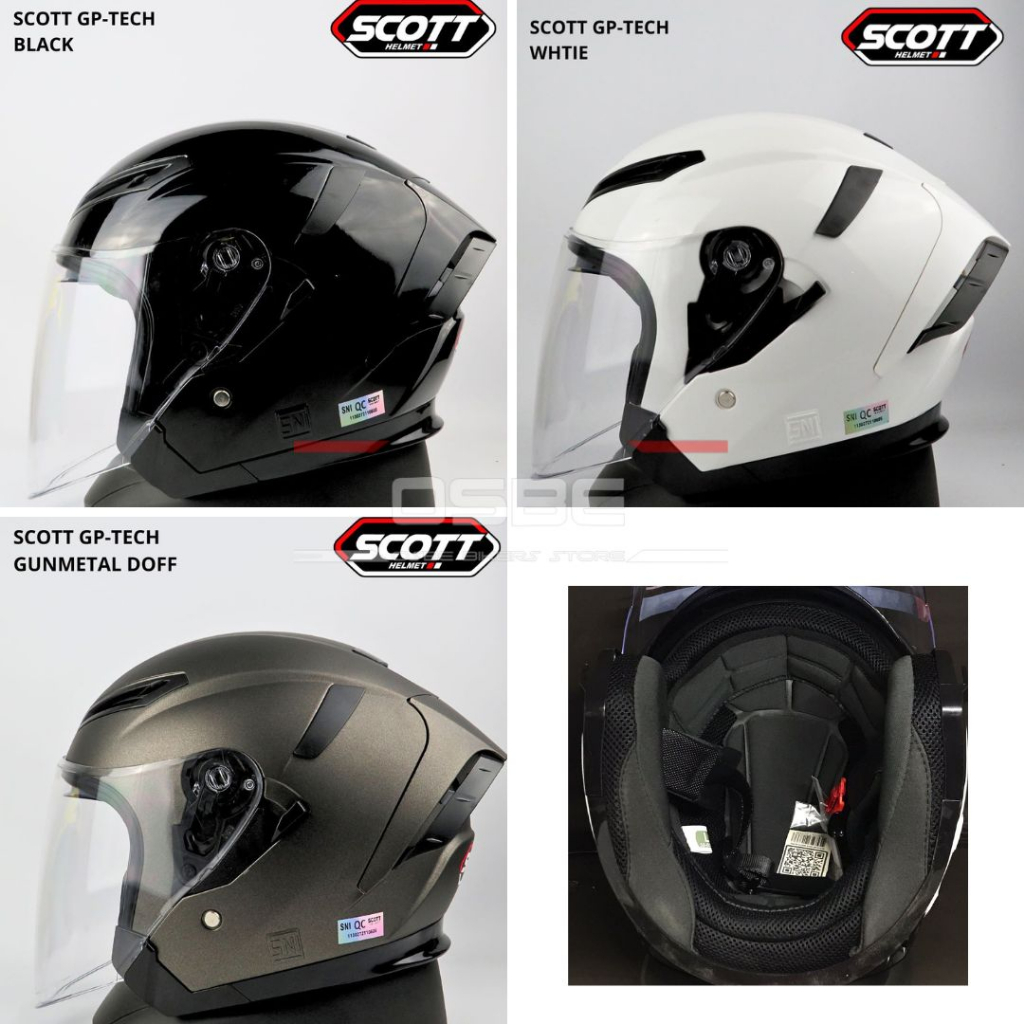 ( PROMO ) HELM HALF FACE / HELM SCOTT GP-TECH HELM HALF FACE DOUBLE VISOR SCOTT GP TECH NEW