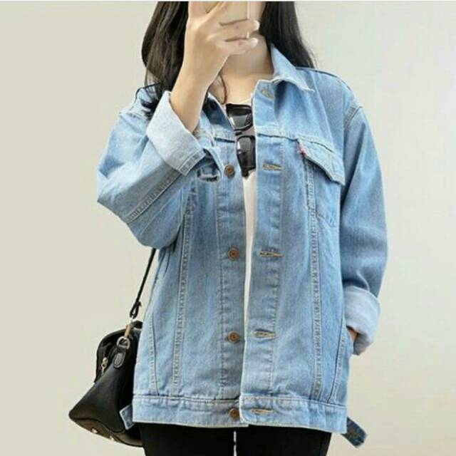 TURUN HARGA !Jaket Jeans Oversize Bio Blitz Bio Wash Blue Black Hitam Bio Blue Bio Pudar