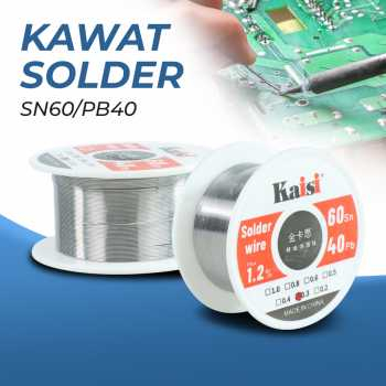 Kaisi Kawat Timah Solder Tin Lead Sn60/Pb40 Diameter Kawat: 0.3 mm 50g Memiliki tingkat kemurnian yang tinggi, sehingga hasil las akan lebih sempurna dan kuat. dengan tingkat residu flux 1.2%