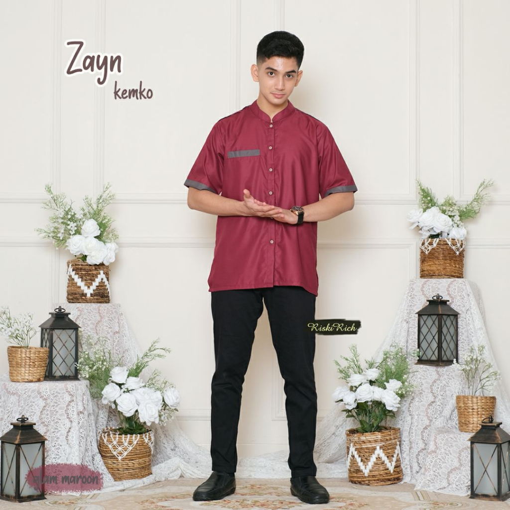 Riskirich Zayn Kemko Kemeja Koko Dewasa Lengan Pendek Bahan Katun Toyobo Super Nyaman