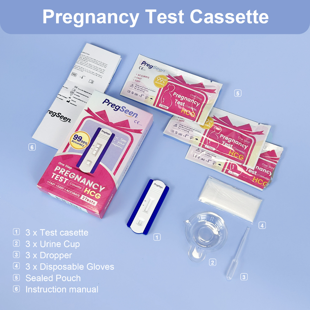 5Tests PREGSEEN UPT Pengujian Kehamilan Kit Ketepian Tinggi &gt; 99,99% Untuk Pengujian Hamil HCG Wanita