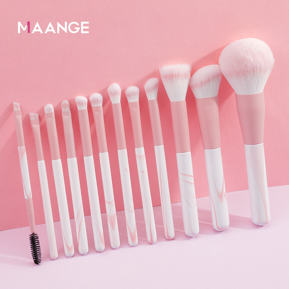 MAANGE Kit Kuas Make Up Premium 12pcs/Set Keanggunan Alami 1408