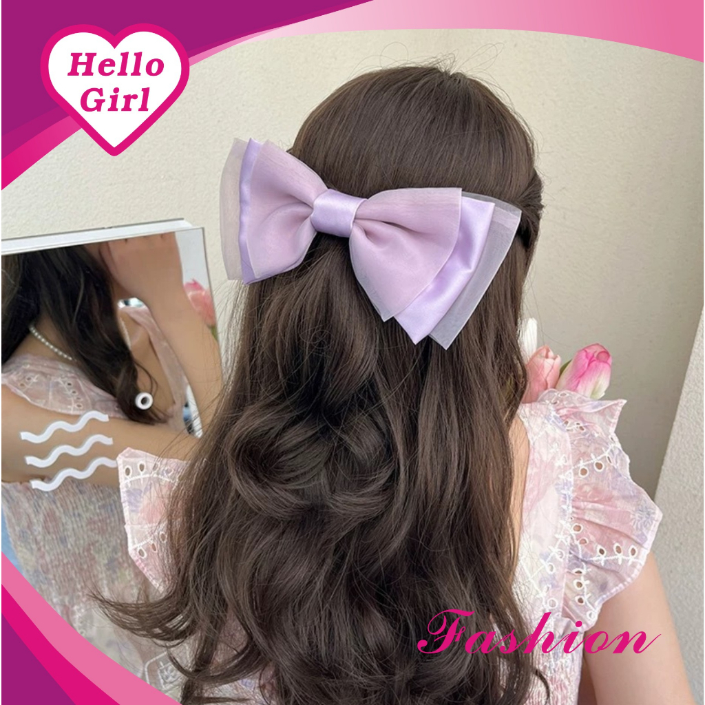 (Hello Girl)F227 Jepit Rambut Wanita Motif Pita Pendek 3 Lapis Style Korea Import