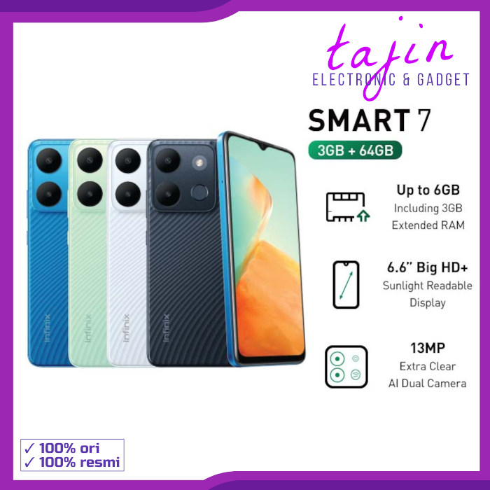 Infinix Smart 7 3/64 Gb - Garansi Resmi