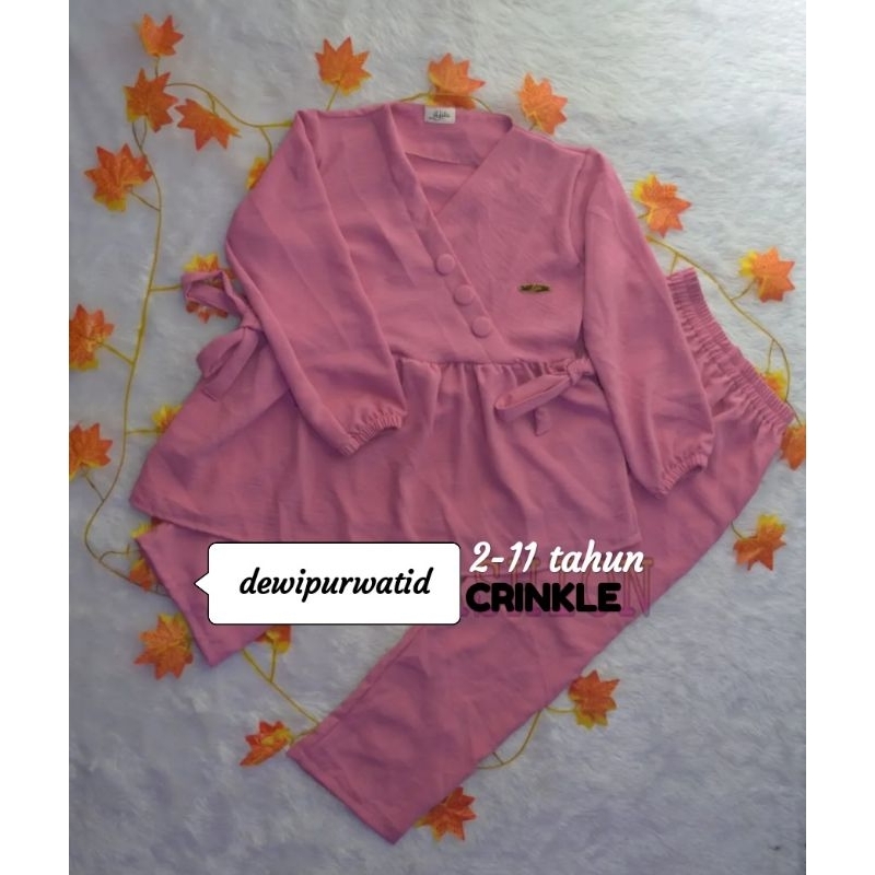 setelan anak perempuan CRINKLE 2-11 tahun terbaru/one set anak perempuan CRINGKLE /BUSANA MUSLIM ana
