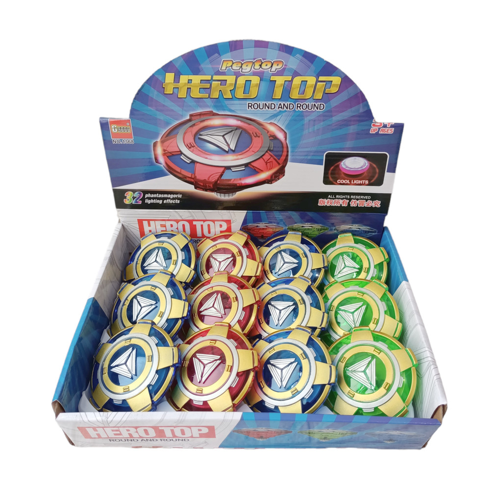 Mainan GANGSING ANAK PEG TOP KARAKTER LED LAMPU PEG-TOP/Mainan Karakter Gangsing/Mainan Murah Meriah