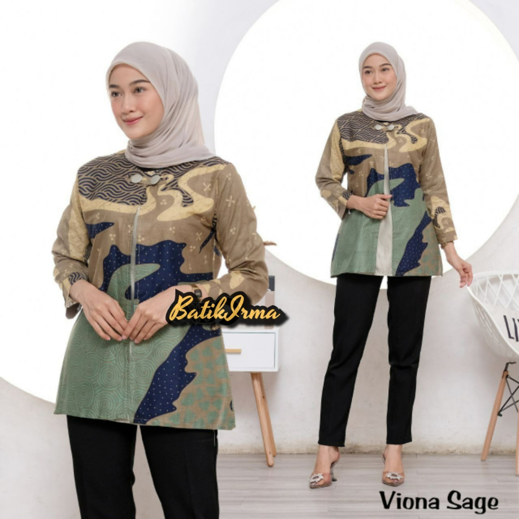 Batik Wanita Terbaru Blouse Blazer Batik Wanita Kekinian Motif Viona Batik Irma