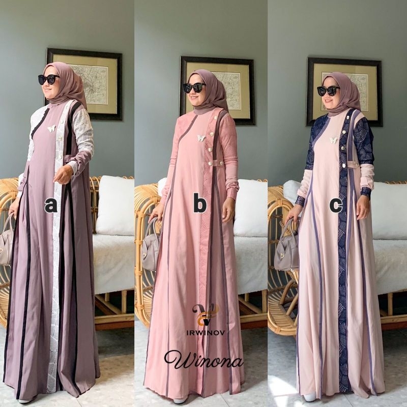 T194 WINONA DRESS WANITA MUSLIMAH KEKINIAN VIRAL ORIGINAL REAL PICT GOOD QUALITY MEWAH TERMURAH TERL
