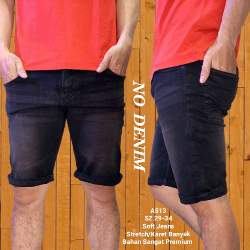 Celana Pendek Pria No Denim Scrab Coklat Sterch Premium