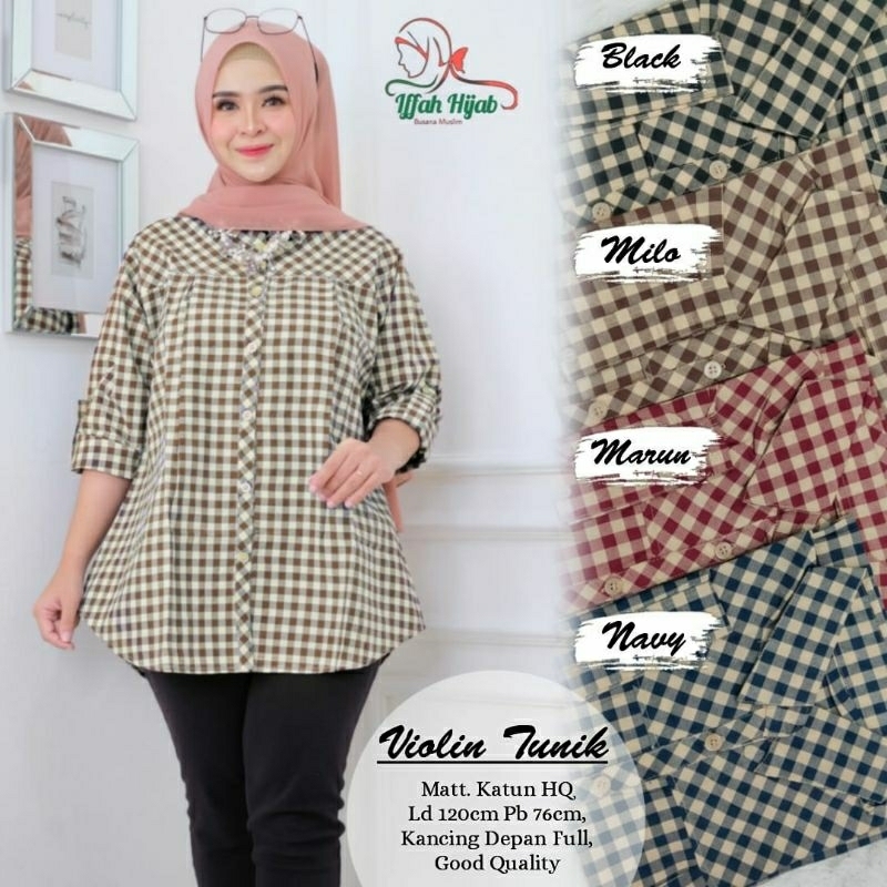 Tunik Katun/ Ld 120 Pb 76/ Violin Tunik