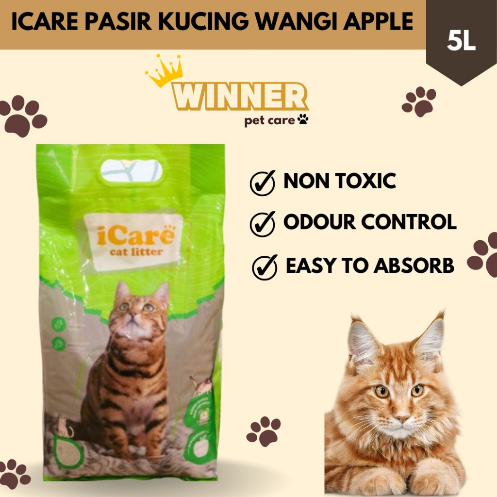 ICARE Premium Import Pasir Kucing Cat Litter Wangi Apple 5 Liter