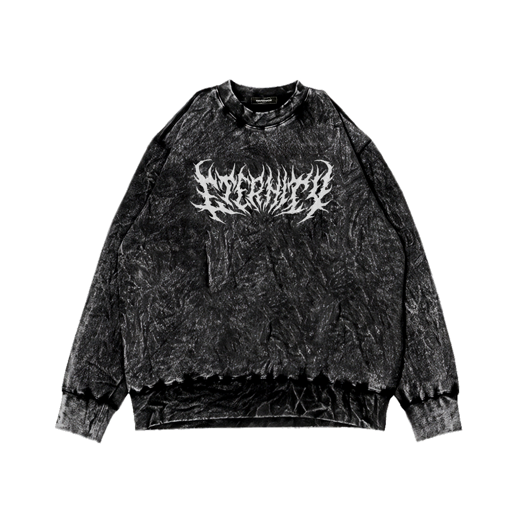 Sweater Crewneck Sandwash Pria Metal Nirvana Premium