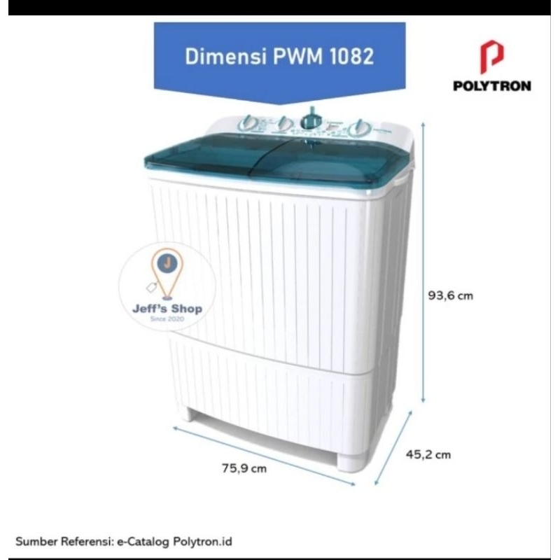 Mesin Cuci Polytron 10kg PWM 1082B / 1082X