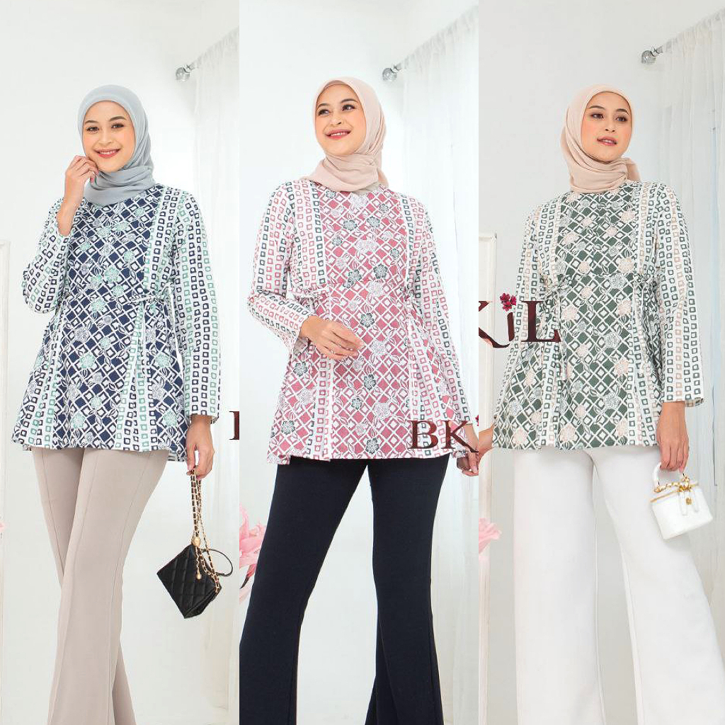 Baju Batik Wanita Modern Atasan Blouse Batik Kerja Kantor Wanita