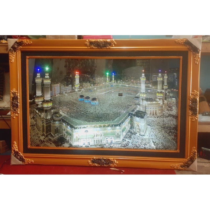 hiasan dinding mekah lampu kedip + murottal ayat alquran 30 juz + solawat+adzan+takbiran free memori