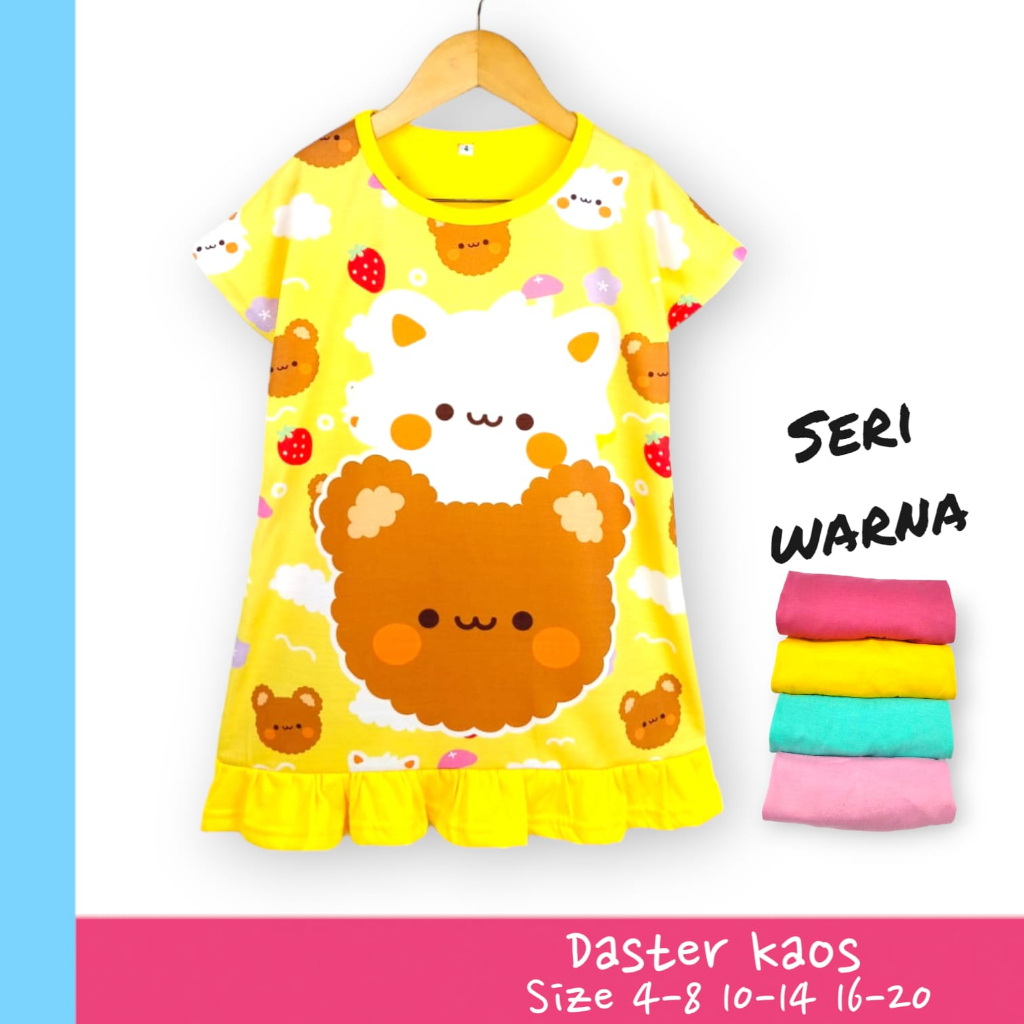 GROSIR 3pcs Daster Printing DnA KIDS 468 (2-4th)/Daster DEDINA/Dress Anak