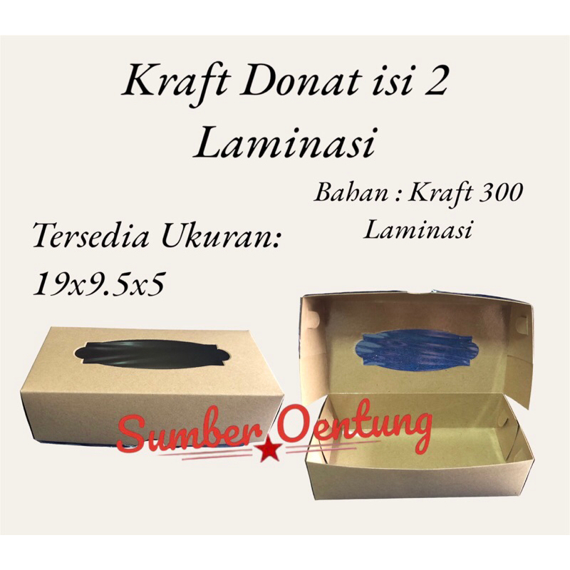 

DUS KRAFT DONAT ISI 2 LAMINASI SOUVENIR KARTON BOX KOTAK HAMPERS KUE DONAT