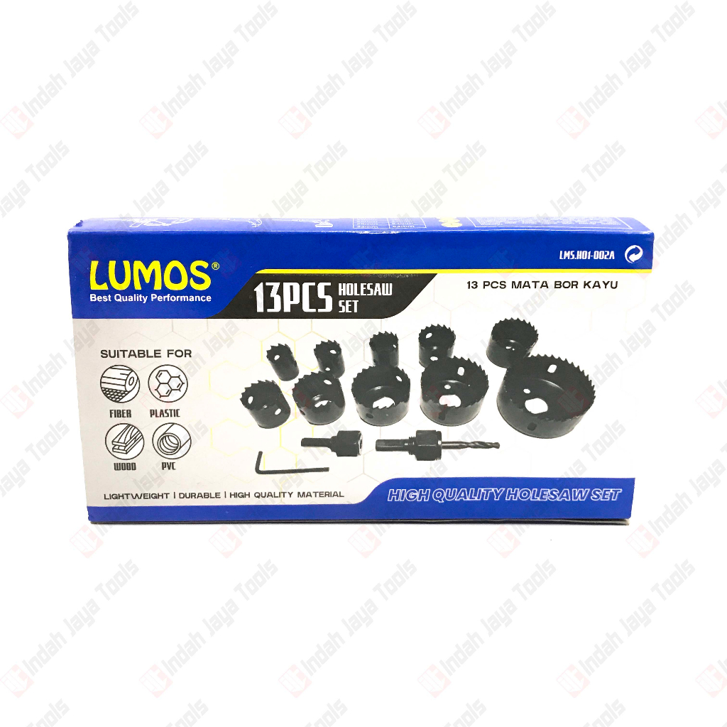 LUMOS Hole Saw Kit 13 Pcs - Holesaw Set Mata Bor Pelubang Kayu