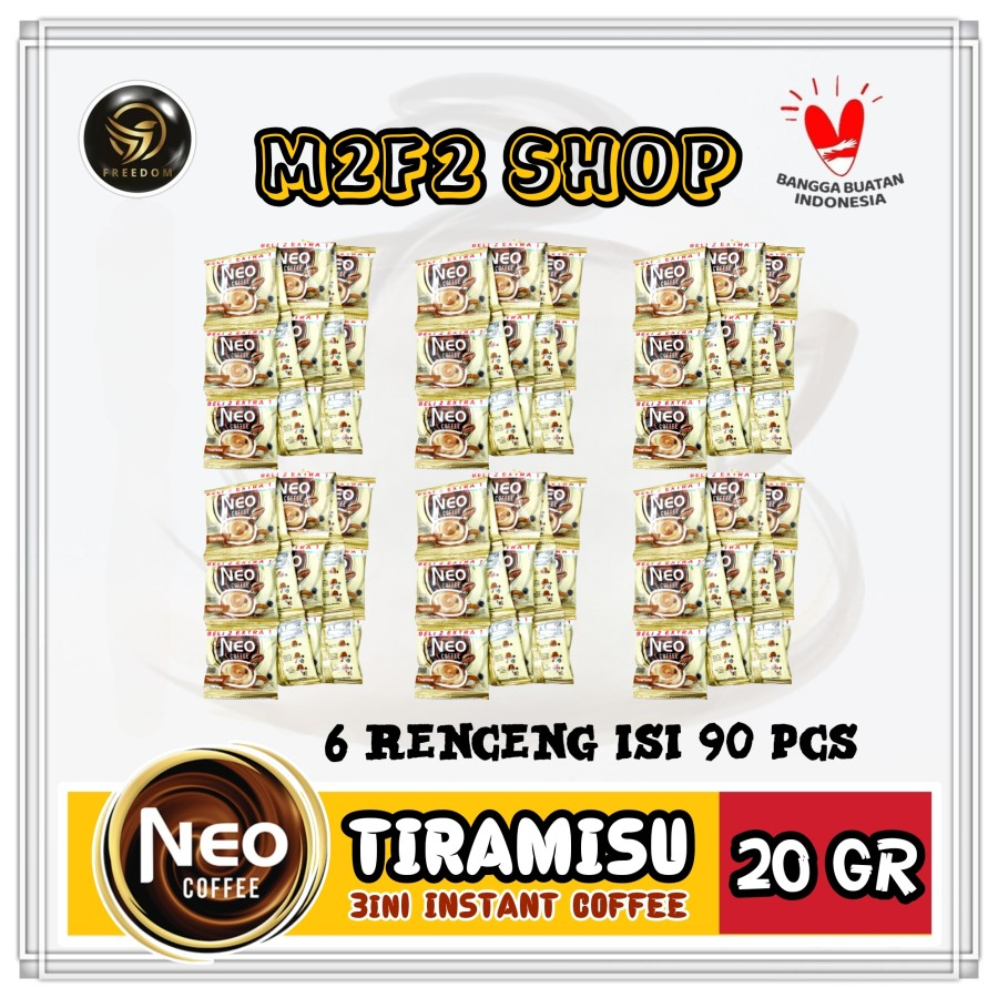 

Kopi Neo Coffee Tiramisu 3in1 Sachet | GT - 20 gr (Kemasan 90 Pcs)