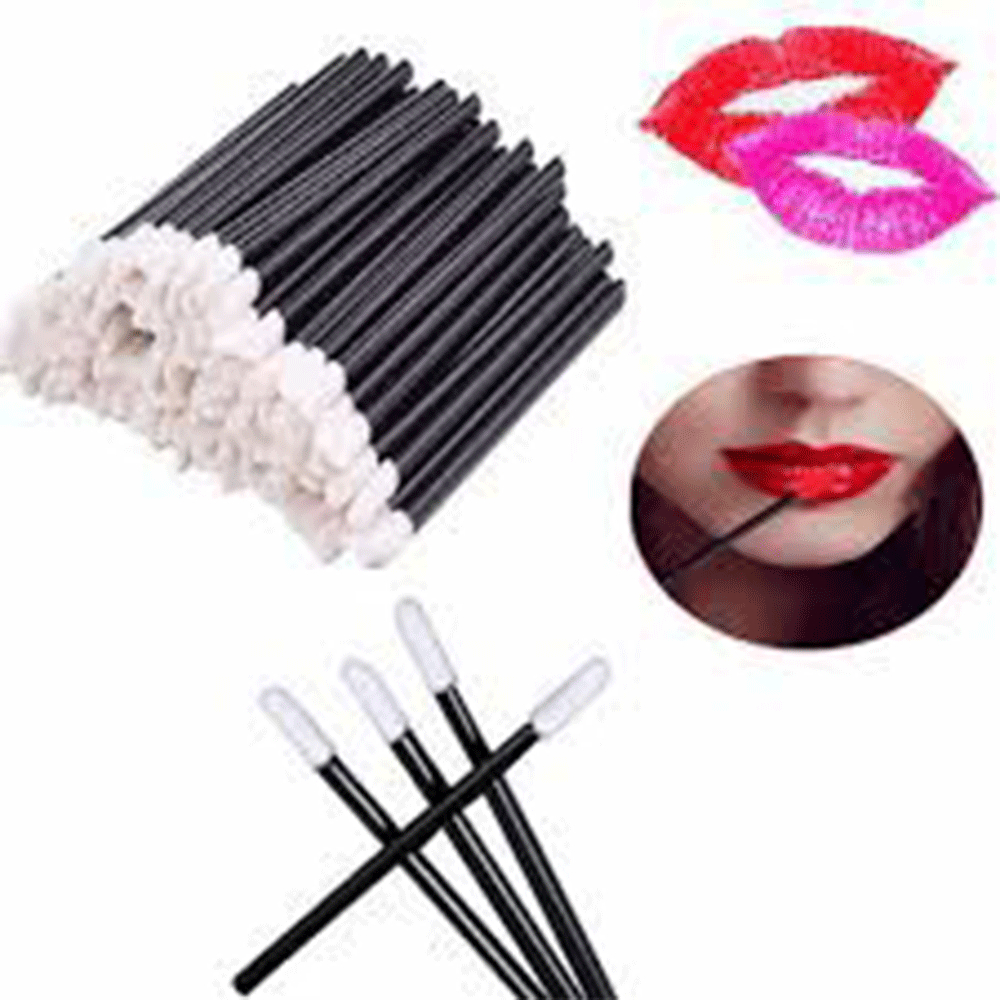 MAANGE 50pcs Brush Applicator Aplikator Kuas Lipstik Kuas Bibir Kecil Berongga Lembut Kuas Bibir Kecil Portabel Kuas alis0017