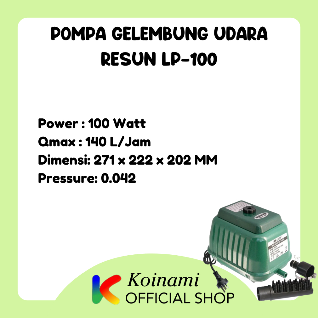 RESUN LP-100 / pompa gelembung udara / blower / air pump / kolam ikan koi / oxigen / aqua scape