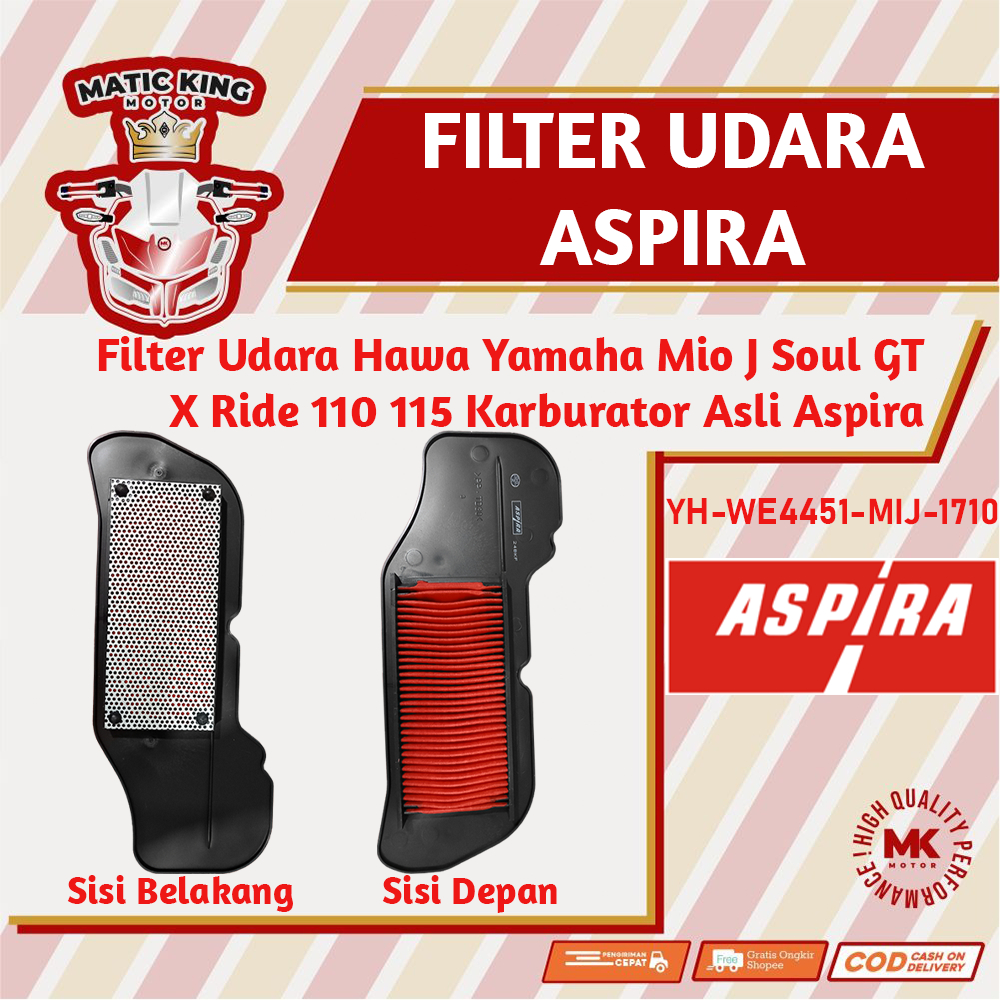 Filter Udara Hawa Yamaha Mio J Soul GT X Ride 110 115 Karburator ORI ASLI Aspira Astra Otoparts YH-WE445-MIJ-1710