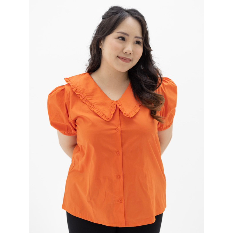 Eclaire - Vinta Collar Top Normal Grande Big Size I Atasan Korea Wanita Katun Casual L XL XXL