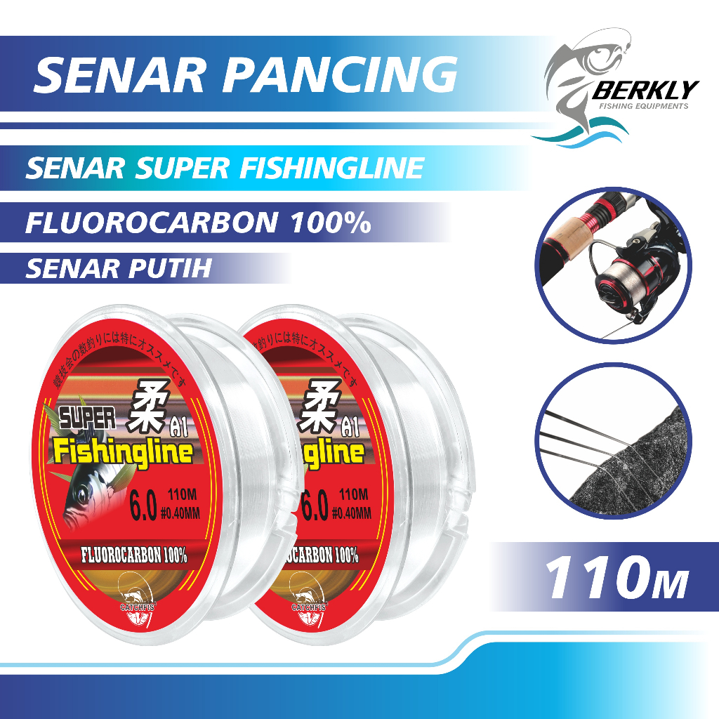 BERKLY  Senar Pancing 110m super  Fishing Line  Bahan Nilon Senar Super Fishing Line