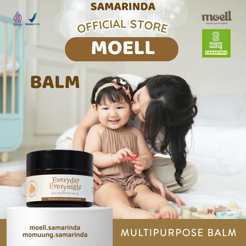 MOELL BALM 30gram / balm bayi / balm natural organic / balm anti ruam / balm kulit sensitif / balm anti inflamasi / Moell Everyday Everynight Multipurpose Balm / Moell Samarinda