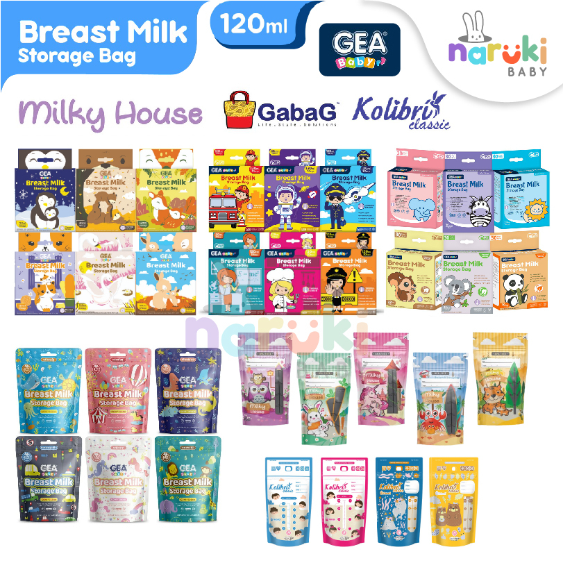 GEA BABY MILKY HOUSE GABAG KOLIBRI CROWN Breastmilk Storage Bags Kantong Asi 120 ml 200 ml isi 30 pcs