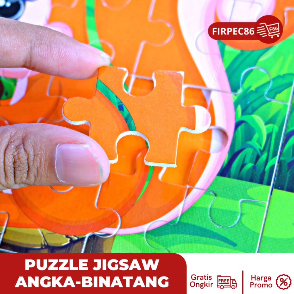 Mainan Anak Puzzle Kayu Jigsaw Angka / Binatang - Puzle Mainan Edukasi