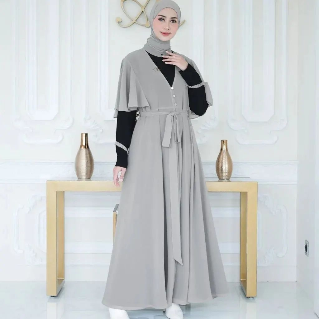 Gamis iner+outer Nameera dress Gamis remaja terbaru 2023 gaun pesta kekinian baju kondangan