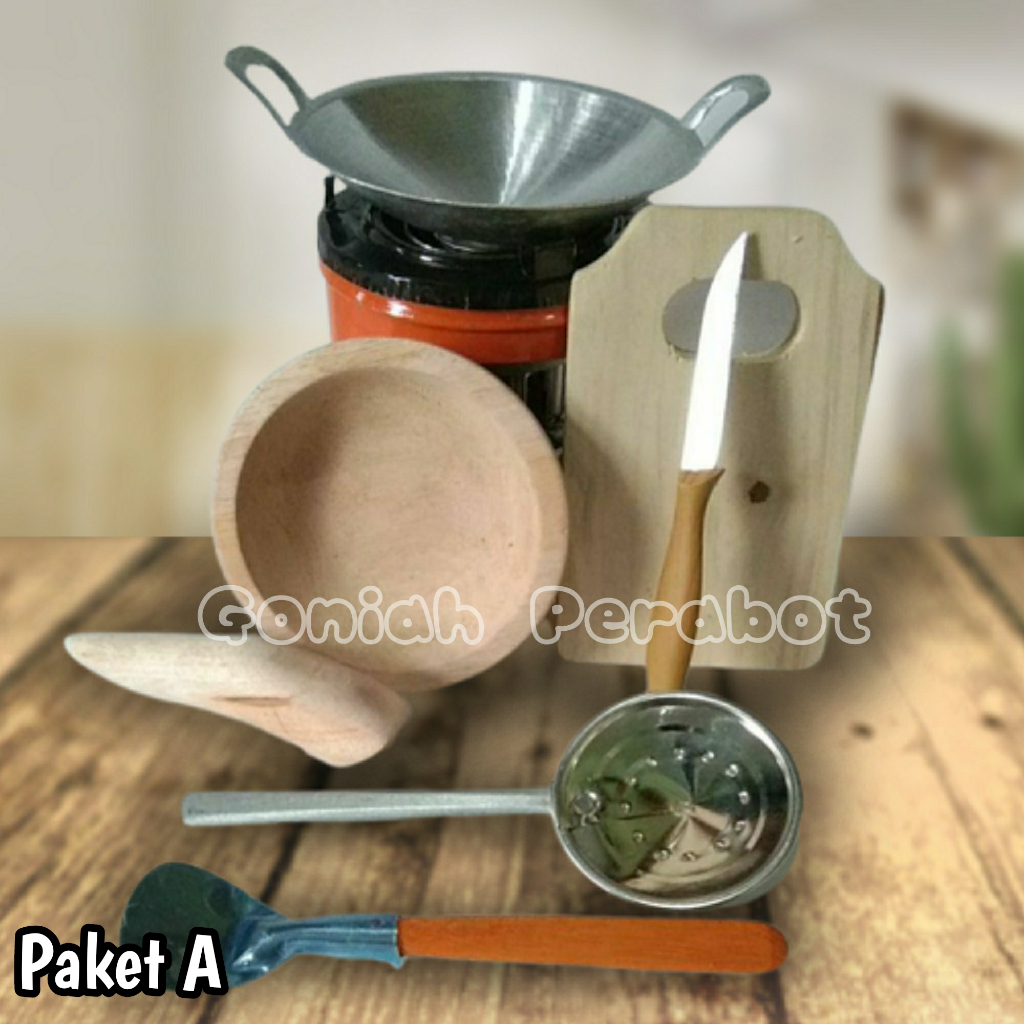 Set Mainan Masak Masakan Anak / Paket Kompor Wajan Susuk Serok Plus Set Talenan Pisau Mini Murah