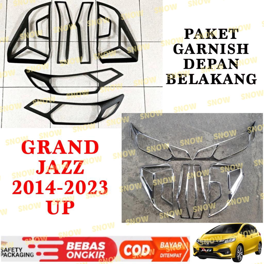 Paket Garnish Lampu Depan Belakang Grand All New Jazz GK5 2014 2017 2021 2022 2023 Sporty Hitam Chrome