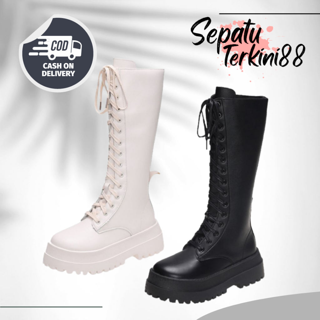 Sepatu Boots Panjang Wanita Hak Sedang Fashion SF 284