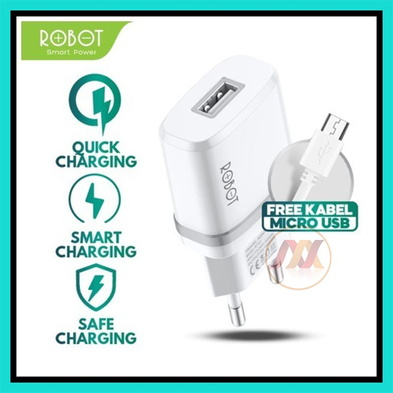MH - Charger 1A Robot 1 Usb Bonus Kabel Universal Adapter K7
