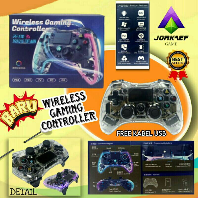PS3 PS4 PS5 N Switch Android PC ios Stick Wireless Controller RGB P05